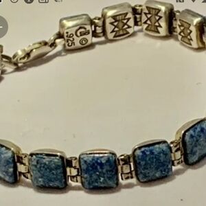 Rare Vintage Carolyn Pollack 925 reversible Sterling and Denim Lapis